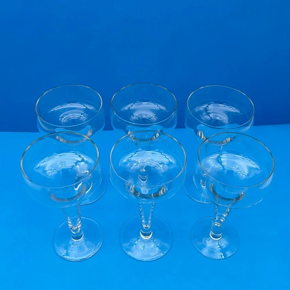 6 MCM Rosenthal Hollow Stem Crystal Champagne Coupes